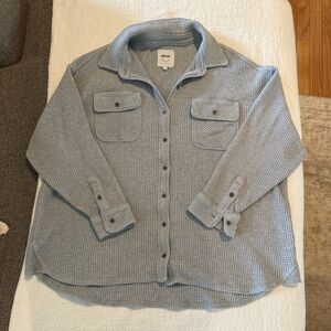 Aerie Gray Button-Up Waffle Knit Shirt